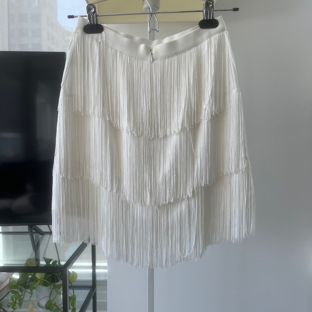 TEN by Babaton mirage fringe skirt - white